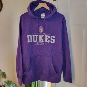 JMU James Madison University Purple Dukes Heavyweight Hoodie, Size Large